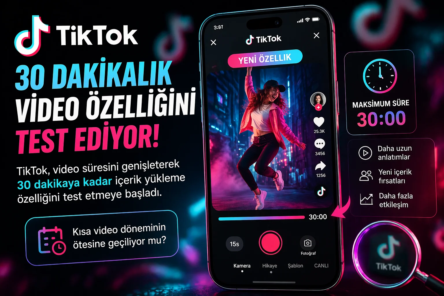 TikTok 30 Dakikalık Video Özelliğini Test Ediyor