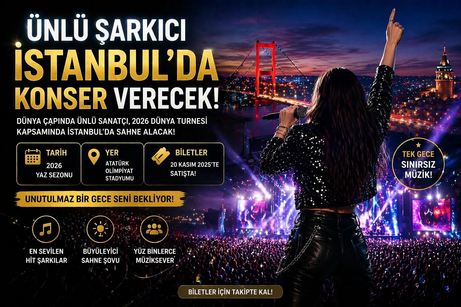 Ünlü Şarkıcı İstanbul’da Konser Verecek